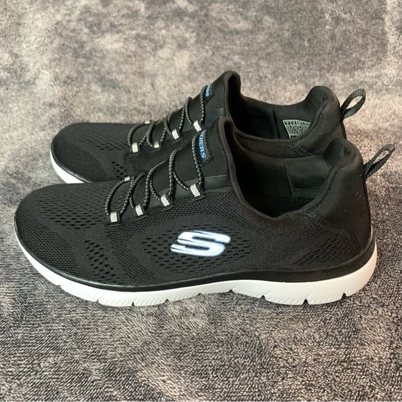 Skechers Sneaker Women’s Sz 7 Summits Black White Slip on - Picture 2 of 9